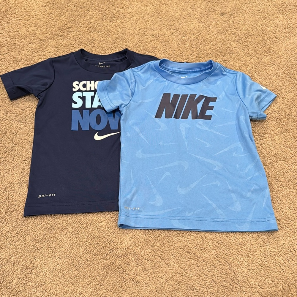 Nike Kids Short Sleeve Tees - Navy and Light Blue